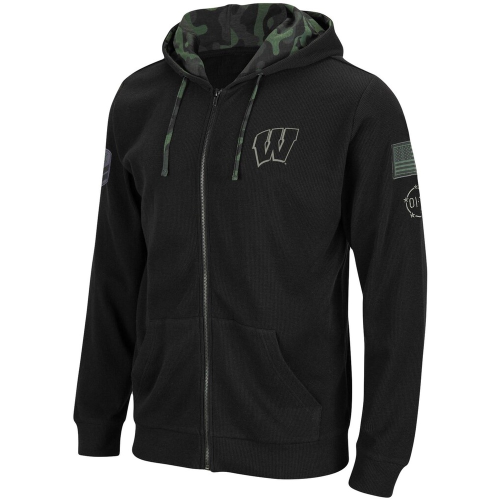 NWT Wisconsin Badgers Operation Hat Trick Full Zip Hoodie~Black~2XL~$60